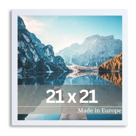 VictoR Dali Picture Frame, 21 x 21 cm, White, Wooden Photo Frame, Square Picture Frame, White, 21 x 21 cm, Modern Wooden Frame with Shatterproof Acrylic Glass