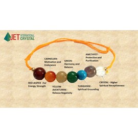 Jet International New Chakra Beads Bracelet Rakhi Gemstones Chakra Balancing Friendship Love Gift Free Booklet Crystal Therapy Image is just a Reference. (4)