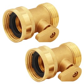 Uenede 2PCS Brass Garden Hose Shut Off Valve Heavy Duty 3/4 Inch GHT Threaded Water Hose Ball Valve with Washers for Outdoor Lawn and Gardening Hoses Connector
