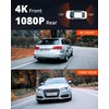 Kingslim 4K Dash Cam with 64GB Card, Front and Rear
