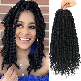 9 Packs Pre-twisted Passion Twist Hair 12 Inch Passion Twist Crochet Hair Pre Looped Crochet Passion Twist Hair Bohemian Short Passion Twist Crochet Braids Hair for Women Girls and Kids (12Inch,1B)
