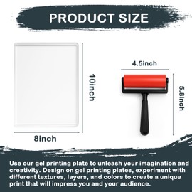 INNOVAYOU 8 * 10inch Gel Plate, Waterproof And Washable Gel Printing Plate with Press Rubber, Suitable for Card Making, Arts And Crafts, Scrapbooking, Diary, Home Decoration