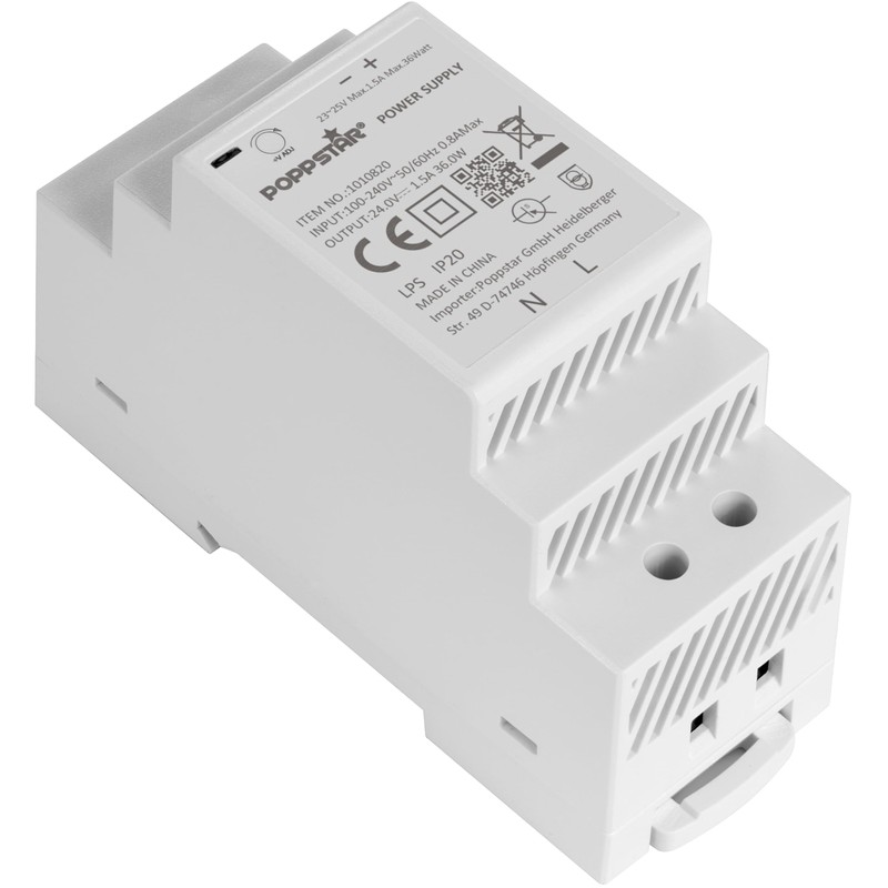 Poppstar 24V Transformer DIN Rail output 24 V DC 1.5