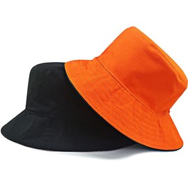 Spargel Reversible Bucket Hat, Men's, Women's, Large Size (Up to 25.6 inches (65 cm), Includes Chin Strap, black / orange