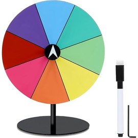 Airpark Prize Wheel Dry Erase 8 Inch Spinning Wheel for Prizes All Metal Tabletop Roulette Wheel of Fortune for Party Birthday Wedding Housewarming Christmas New Year Graduation and Carnival Games