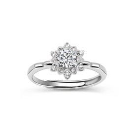 Verlobungsring aus Sterlingsilber mit kubischem Zirkonia für Frauen, einzigartiger Diamantring, Jubiläums-Solitärring, Größe 44–61,5 (Silber)