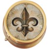 Vintage Fleur De Lis Brass Round Pill Box