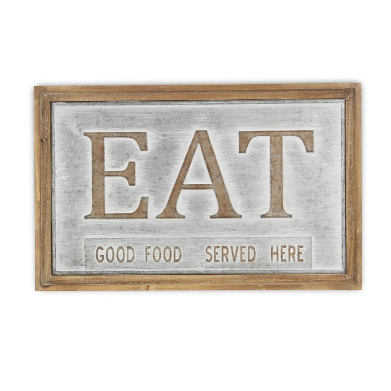 Homeroots 14" X 21" Gray and Brown Eat Wood and