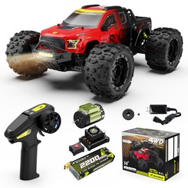 VIRCAS 1/14 Brushless RC Cars, Monster Truck, RC Truck, 50+ MPH, 4WD, Waterproof, Red, Ages 8+