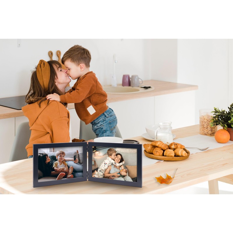 JD Concept Double 4x6 Horizontal Combo, Black Wood Picture Frame,