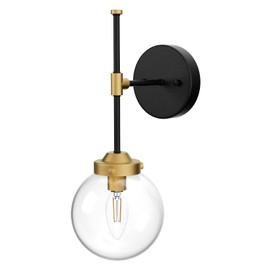 Ralbay 4 Light Black Bathroom Vanity Light Fixture Over Mirror Industrial Black Wall Light Fixture Vintage Style Clear Glass Globe Matte Black Bathroom Light Fixtures (Exclude Bulb)