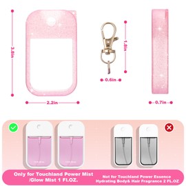 Palksky Hand Sanitizer Spray Case for Touchland,Protective Case with Keychain for Power Mist and Glow Mist 1 fl oz(Glitter Sequin Pink), Travel Size