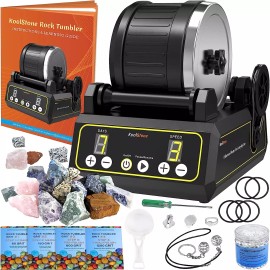 KoolStone Large 2.5LB Professional Rock Tumbler Kit 3-Speed Motor & 9-Day Timer Rubber B
