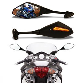 Motorcycle LED Turn Signal Rearview Mirrors with Arrow compatible with Honda CBR600RR 2003-2011 CBR1000RR 2004-2007 Sport Bike