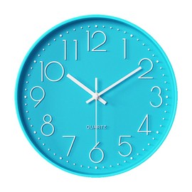 Taodyans Modern Kinder Wanduhr Ohne Tickgeräusche, Küche Wand Uhr 30cm Quarz Batteriebetrieben Hängende Uhr für Büro Klassenzimmer Wohnzimmer Schlafzimmer (Seeblau)