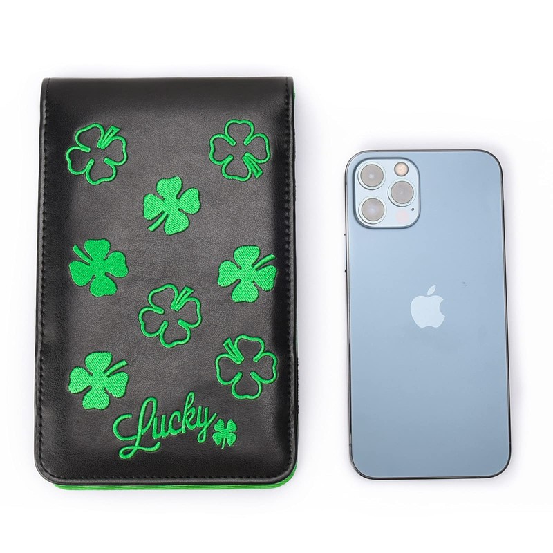 BIG TEETH Golf Scorecard Holder Yardage Book Lucky Clover Pattern