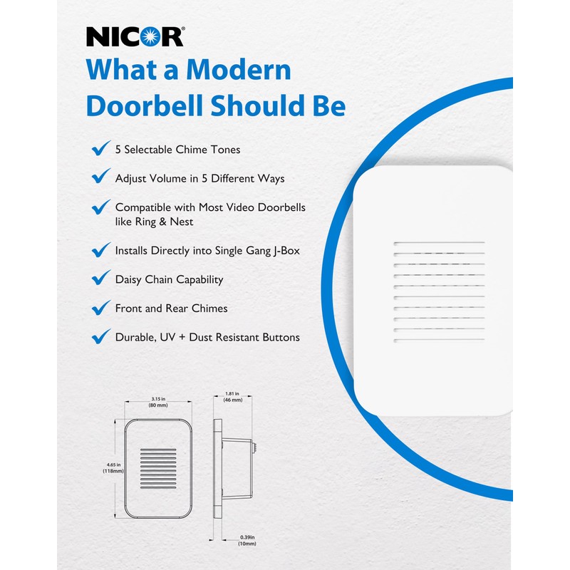 PrimeChime Plus 2 Mini- Video Compatible Doorbell Chime Kit with