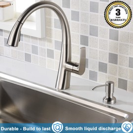 Hand Soap Dispenser for Kitchen Sink, SonTiy Kitchen Dish Soap Dispenser Pump Brushed Stainless, Stainless Steel Liquid Soap Dispenser with 47" No-Spill Extension Tube+17 OZ Bottle