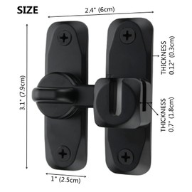 FIREFLYWEB Flip Door Latch Black 180 Degree Heavy Duty Bar Gate Latches Safety Door Lock, Bold Thickened Anti-Rust Update Design (90-180Filp Door Latch)