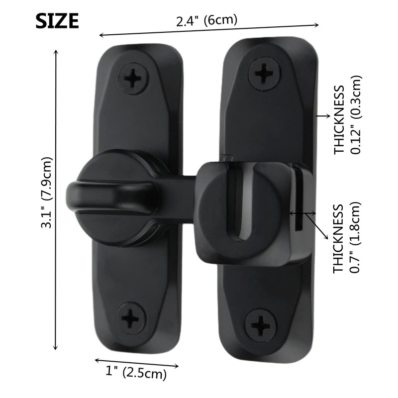 FIREFLYWEB Flip Door Latch Black 180 Degree Heavy Duty Bar
