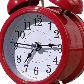 Reloj Despertador de Campana Doble Rojo con Luz Suave y Estilo Clásico