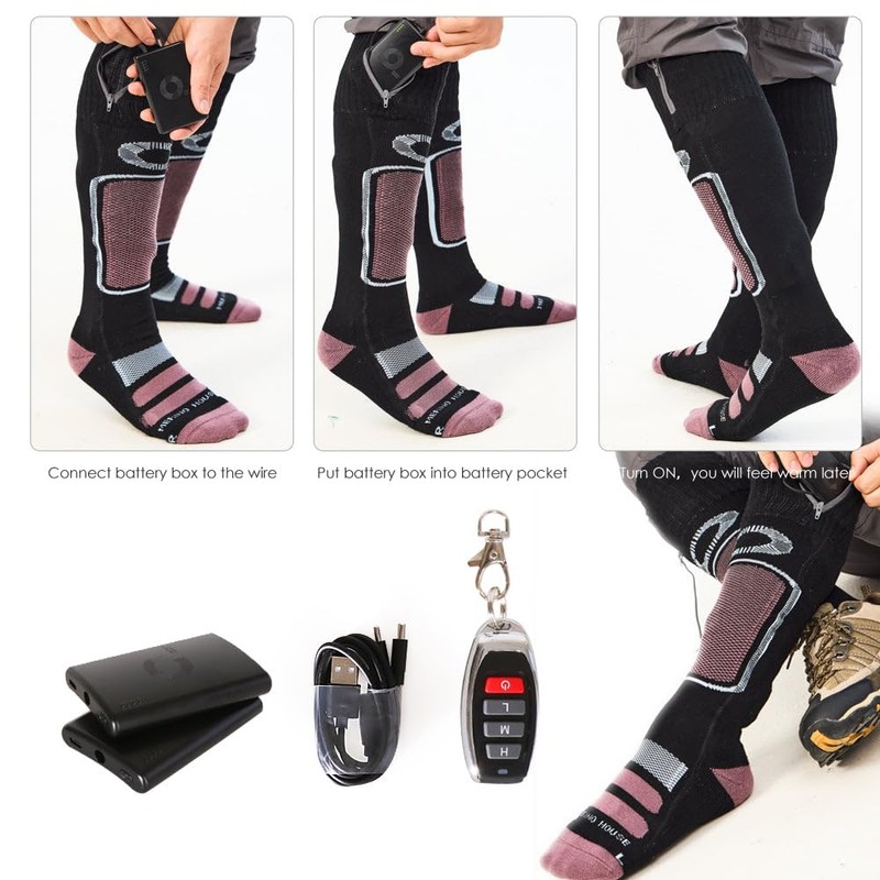 EnerWear Unisex Battery Heated Knee High Merino Wool Socks (US,