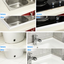 SENKEI Caulk Tape 3 Rolls 1.5in x 10.5ft White PVC Caulking Strip with Powerful Acrylic Self Adhesive for Stress-Free Waterproof Trim in Toilet, Tub, Shower, Kitchen, Sink & Walls