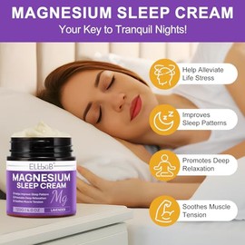 ELBBUB Magnesium Cream for Sleep - Enriched with Almond Oil, Lavender, and Vitamin E for Deep Relaxation - Natural Magnesium Lotion for Skin Nourishment and Quick Absorption - Lavender