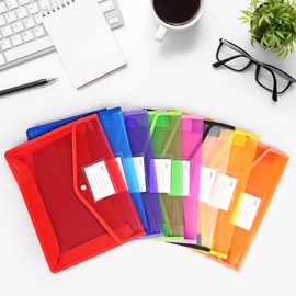 Document Folder A4, Diealles Shine Pack of 8 Document Bag A4, Waterproof Portfolio Folder A4 Plastic, Postal Folder A4 School for Travel Office Document Storage