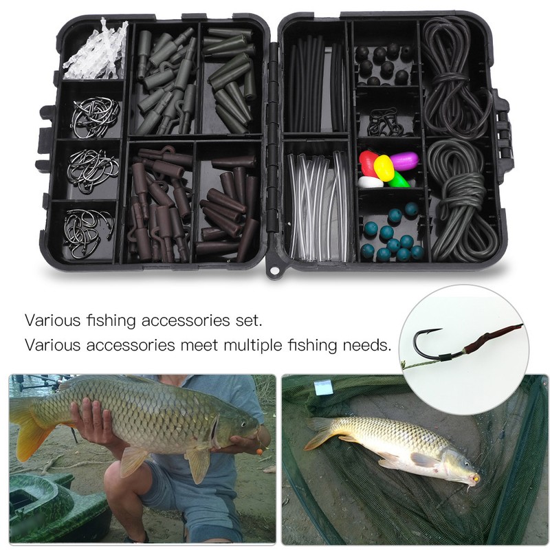 Carp Fishing Tackle Box Weights Clips Baiting Needles Hook Swivel