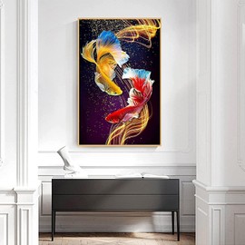 BetterJonny Diamond Painting, 5D Diamond Art Koi Diamond Painting Cross Stitch Handmade DIY Craft Kit 30x50cm