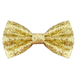 PAFUWEI Dark Gold Sparkling Glitter Men's Pre-Tied Bow Tie Shiny Sequins Bowtie Bling Bow Ties Glittering Bow Tie for St Patricks Day Carnival Party Christmas Xmas Fancy Dress