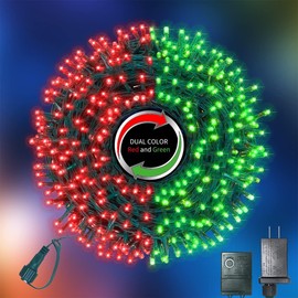 LAMPHOME 300LED Christmas Lights Plug in, 32FT Firecracker String Lights Outdoor Waterproof with Remote, 10 Modes Cluster Lights for Christmas Tree Decoration Wreath Bedroom (Red&Green)