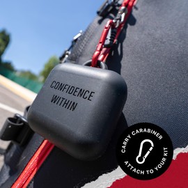 SAFEJAWZ Premium Mundschutzetui mit Karabinerhaken. Einzigartiges, langlebiges und flexibles Silikondesign, um Zahnfleischschutz geschützt, sicher/sauber zu halten. Einheitsgröße. (Schwarz)