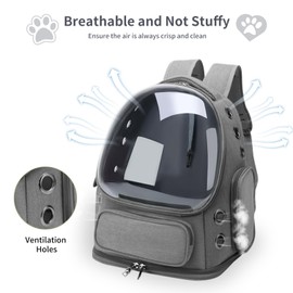 GixDix Cat Backpack Carrier for Cats and Small Dogs, Breathable Cat Bubble Backpack, Airline Approved Pet Travel Carrier for Hiking Camping Outdoor(Grey)