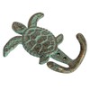 Cast Iron Sea Turtle Double Hook Bronze with Green Verdigris