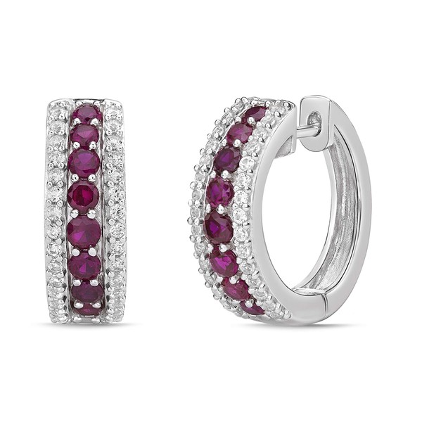 .925 Sterling Silver, Lab Grown Red Ruby & Lab Grown
