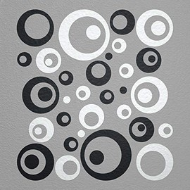 WANDfee® Wall Tattoo, Circles, Dots, 50 Stickers, Colour Choice For Children's Bedroom, Living Room, Hallway, Bathroom, Kitchen, Tile Stickers, white
