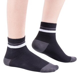 YUEDGE Mens Black Quarter Ankle Socks for Men Size 9-12, Striped Cuff Breathable Cotton Casual Thin Mid Crew Socks, Multipack, 10 Pairs