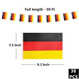 50 Feet Germany German Banner Flag String, Germany Mini Flag Small Banner, for Party, Shops and Bars Decorations, Outdoor Decorations, 38 Flags (Germany)