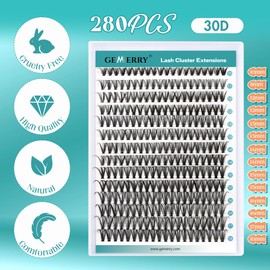 GEMERRY Individual Eyelashes 30D Curl Cluster Lashes Natural Eyelash Extension 280pcs Mixed Tray Reusable Handmade Home Application (30D-0.07D-10-18MIX)