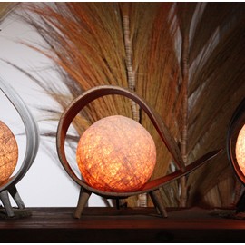 Real Coconut Leaf Table Bedside Lamp Electrial Light - Cream & 100% Natural