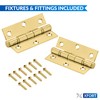 XFORT 3 Inch (75mm) Polished Brass Ball Bearing Hinges, Steel