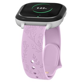 Meliya Band Compatible with Gizmo Watch 3 2 1 / Gabb Watch, 20mm Flower Engraved Bands Soft Silicone Replacement Strap for Gizmo Watch 3 2 1 for Kids Girls and Boys (Light Purple)