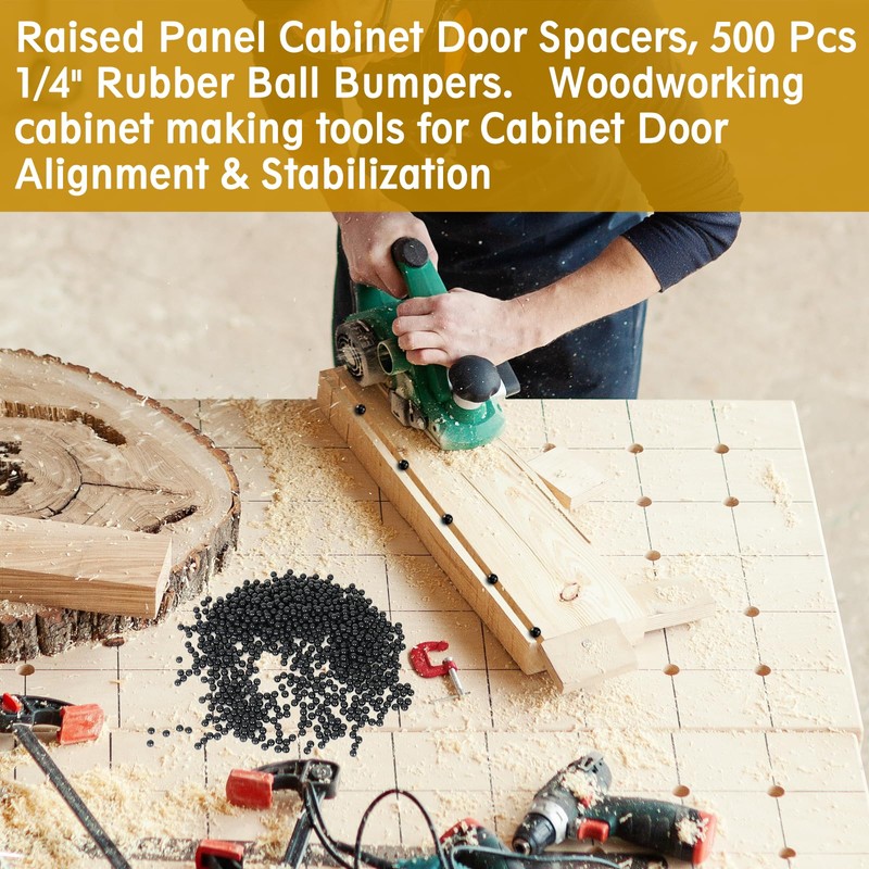 Raised Panel Cabinet Door Spacers, 500 Pcs 1/4" Rubber Ball