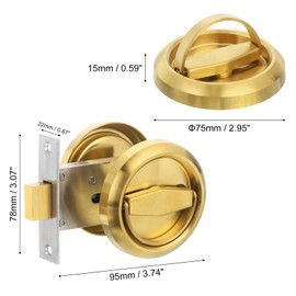 PATIKIL Round Recessed Door Lock, Stainless Steel 304 Hidden Recessed Cup Door Handle Furniture Pulls Latch Knob for Privacy Pocket Door Lockers, Gold