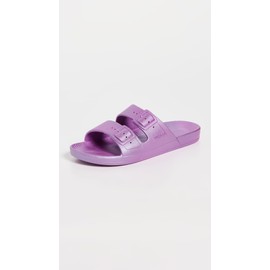Freedom Moses Women's Metallic Slides, Lila, 7-8 Medium US