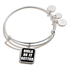 Alex and Ani Mantras + Inspirational Expandable Bangle for Women, Girls Do It Better Charm, Shiny Silver Finish, 2 to 3.5 in (A20EBGDIBSS)
