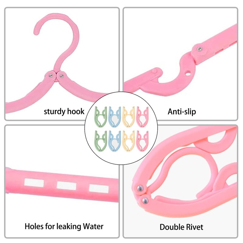 16 x Foldable Hangers with Non-Slip Surface in Four Colours,