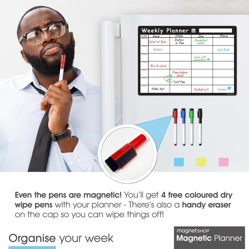 TMS Magnetic Weekly Planner and Organiser A3 | Fully Customisable